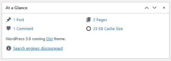 Cache Enabler size in dashboard