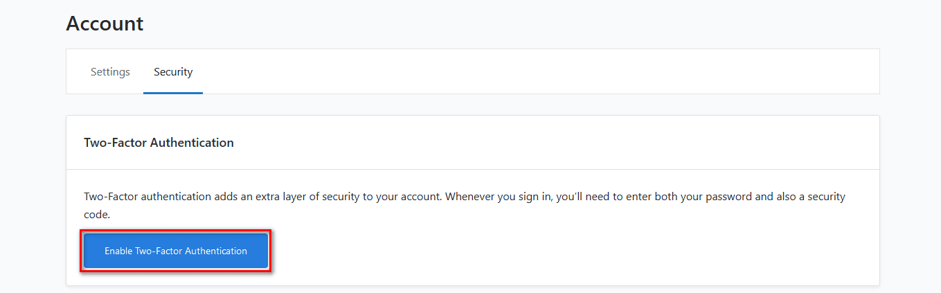 CloudPanel Account Security Tab
