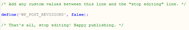Disable post revision using wp-config.php