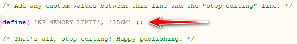 Increase WP memory limit using wp-config.php