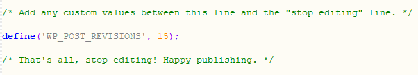 Limit post revision using wp-config.php