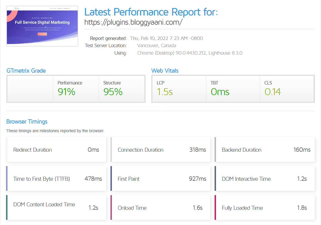 LiteSpeed Cache Default Caching Results