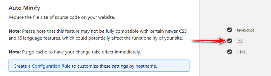 Minify CSS with Cloudflare