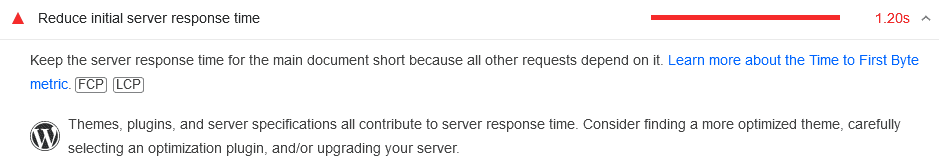 Reduce initial server response time warning
