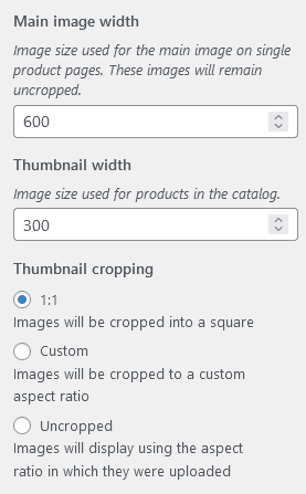 WooCommerce recommended image size