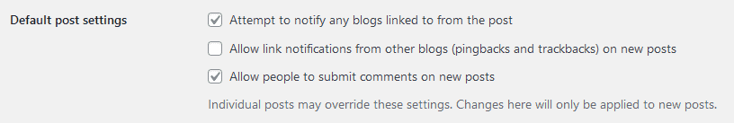 WordPress pingbacks and trackbacks Setting